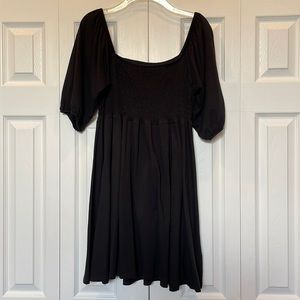 J Crew Broken In Jersey Smocked Babydoll Dress, Small, Black